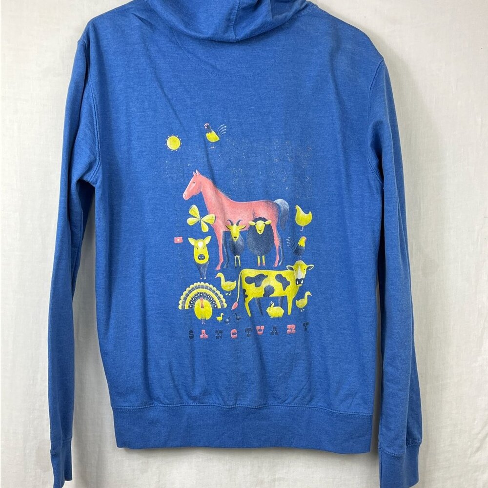 Animal Sanctuary Full Zip Graphic Hoodie Womens Medium‎ Lived In Pastel Farm